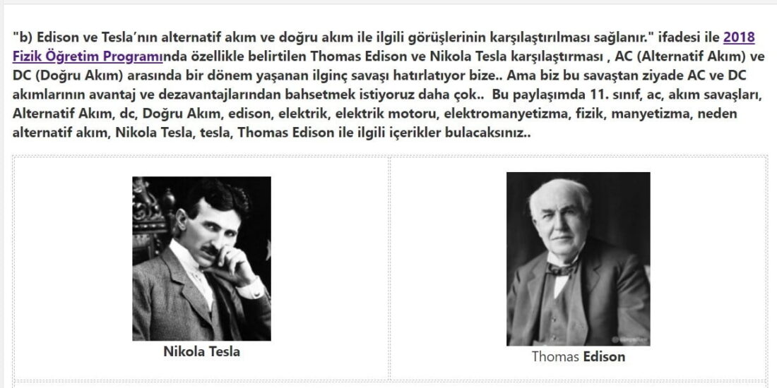 Edison ve Tesla’nın Alternatif Akım ve Doğru Akım Karşılaştırılması