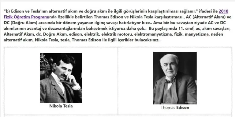 Edison ve Tesla’nın Alternatif Akım ve Doğru Akım Karşılaştırılması