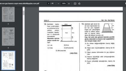 Katı Sıvı Gaz Basıncı ÖSYM Soruları Çözümleri – PDF