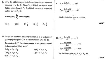Doğadaki Temel Kuvvetler Çözümlü Sorular – 9. Sınıf – PDF