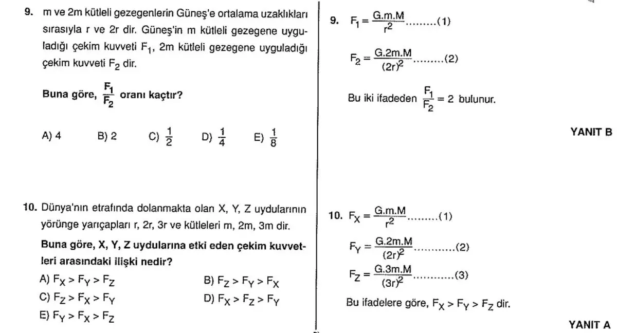 Doğadaki Temel Kuvvetler Çözümlü Sorular - 9. Sınıf - PDF