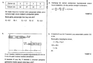 Düzgün Doğrusal Hareket Çözümlü Sorular - 9. sınıf - PDF