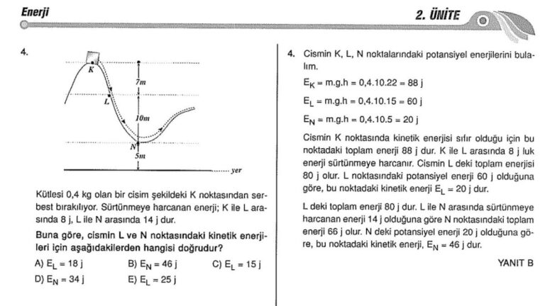 Mekanik Enerjinin Korunumu Çözümlü Sorular – PDF – 10. Sınıf