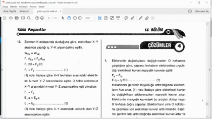 Yüklü Parçacıkların Elektrik Alanda Hareketi Çözümlü Sorular PDF