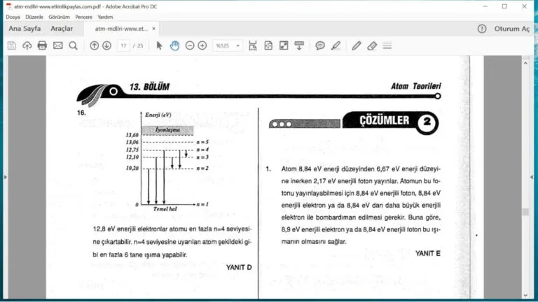 Atom Modelleri Çözümlü Sorular – PDF – Modern Atom Teorisi