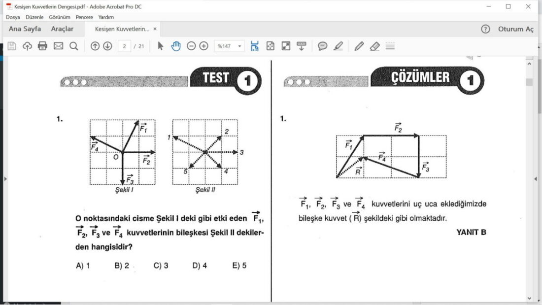 Kesişen Kuvvetlerin Dengesi – Çözümlü Sorular – PDF – 12. Sınıf
