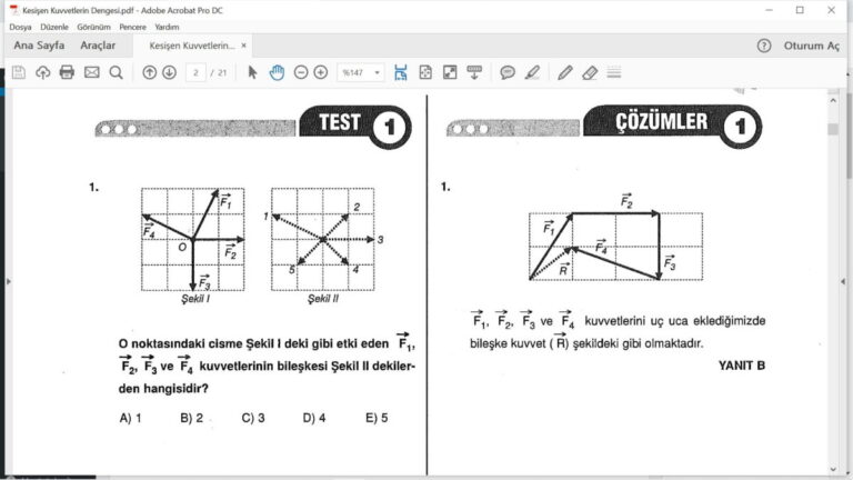 Kesişen Kuvvetlerin Dengesi – Çözümlü Sorular – PDF – 12. Sınıf