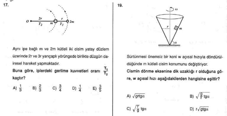 Çembersel Hareket Çözümlü Sorular – PDF