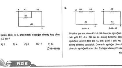 Dirençlerin Bağlanması & Eşdeğer Direnç Çözümlü Sorular – PDF