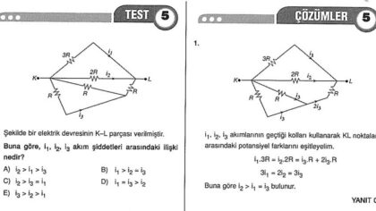 Elektrik Devreleri (Elektrik Akımı) Çözümlü Sorular – PDF – 10. Sınıf