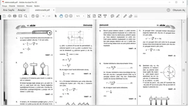 11. Sınıf Elektriksel Kuvvet ve Alan – Çözümlü Sorular PDF