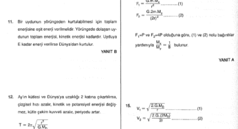 Kepler Yasaları – Kütle Çekim Kuvveti Çözümlü Sorular – PDF