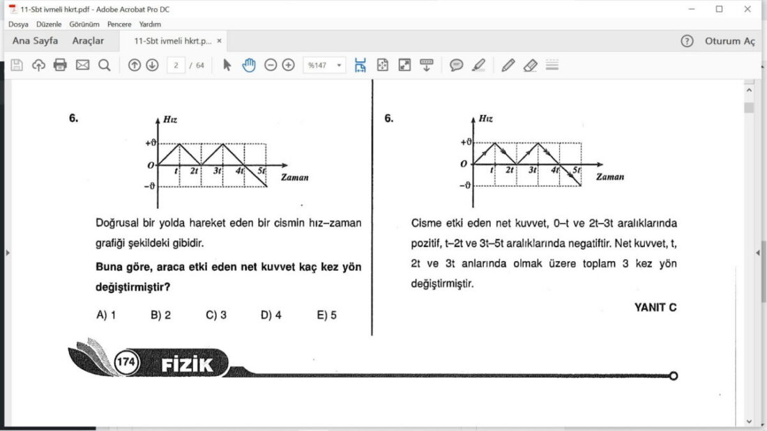 Sabit İvmeli Hareket Çözümlü Sorular – PDF – 10. sınıf