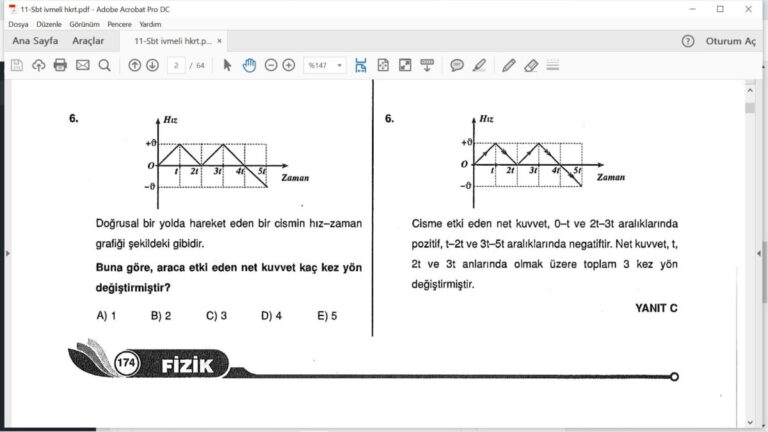 Sabit İvmeli Hareket Çözümlü Sorular – PDF – 10. sınıf