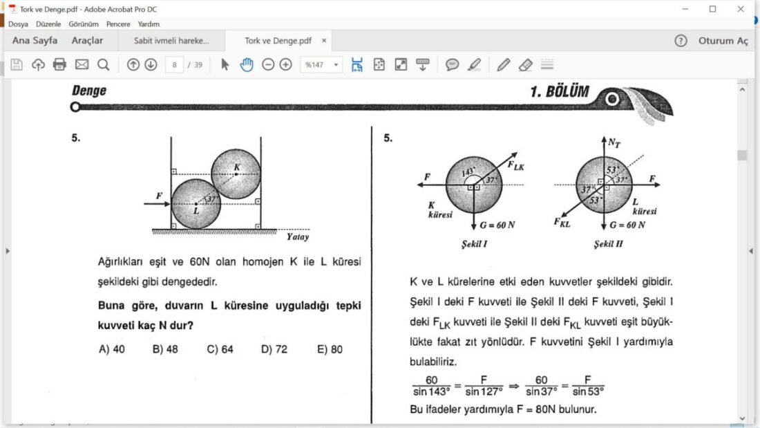 Tork ve Denge Çözümlü Sorular – PDF