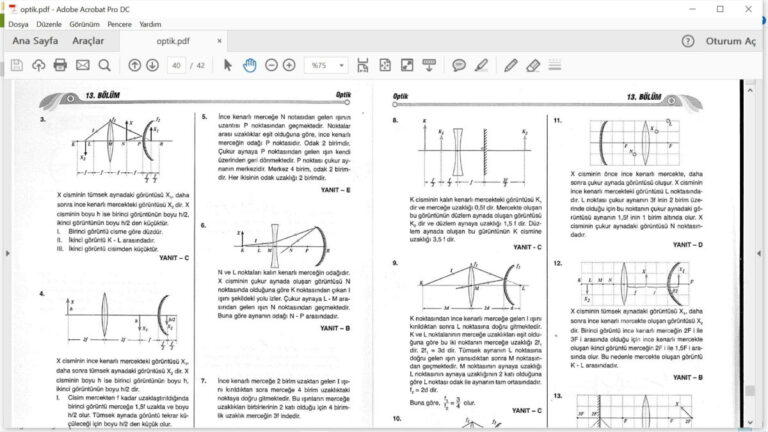 Optik Çözümlü Sorular PDF – 10. Sınıf Fizik Testleri