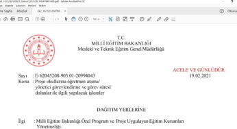 Proje Okullarına Öğretmen ve Yönetici Atama Sonuçları