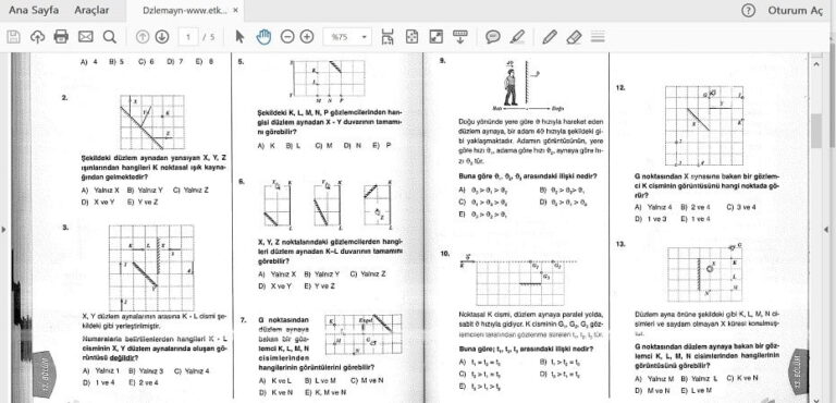 Yansıma ve Düzlem Aynalar Çözümlü Sorular – PDF