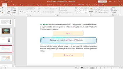 Isı Sığası ve Öz Isı Konu Anlatım Sunusu – PPT