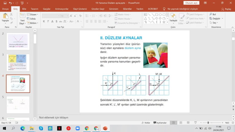 Yansıma ve Düzlem Aynalar Sunu – Konu Anlatım Sunusu