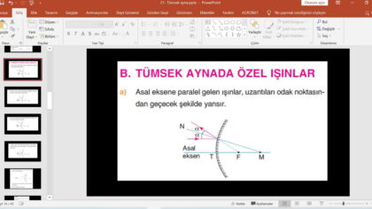 Tümsek Aynalar – Özel Işınlar – Görüntü Oluşumu Sunu – PPT