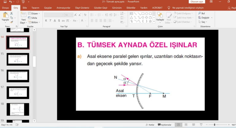 Tümsek Aynalar – Özel Işınlar – Görüntü Oluşumu Sunu – PPT