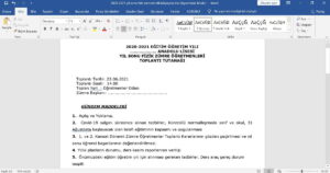 Fizik Sene Sonu Zümresi – Fizik Zümre Toplantı Tutanağı – Word -2026