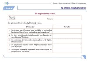 Öz Değerlendirme Formu – WORD – Maarif Modeline Uygun – 4 Adet