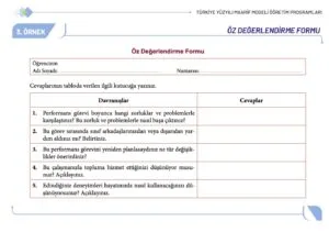 Öz Değerlendirme Formu – WORD – Maarif Modeline Uygun – 4 Adet