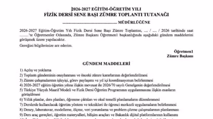 Fizik Sene Başı Zümre Öğretmenler Toplantı Tutanağı 2026-2027